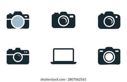 Camera and laptop icons in various styles and designs