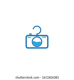 Camera laundry logo template vector icon design