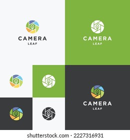 Camera leaf logo template vector illustration design