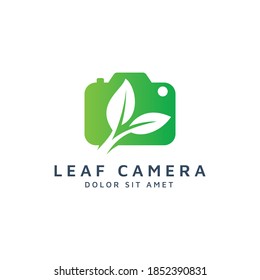 camera and leaf negative space logo design