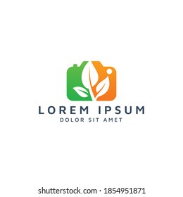camera and leaf negative space logo design