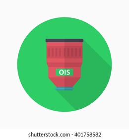 Camera len icon , Vector flat long shadow design.