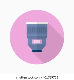 Camera len icon , Vector flat long shadow design.