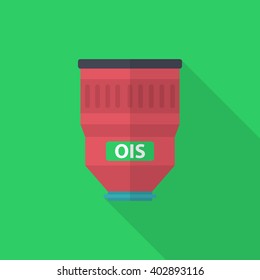 Camera len icon , Vector flat long shadow design.