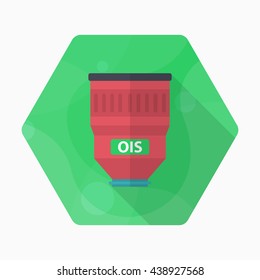 Camera len icon , Vector flat long shadow design.