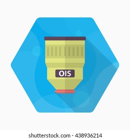 Camera len icon , Vector flat long shadow design.