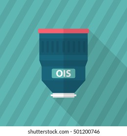 Camera len icon , Vector flat long shadow design.