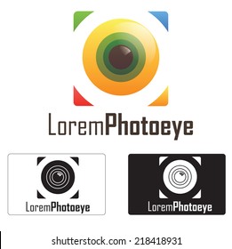 Camera lens abstract logo template concept .