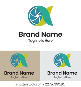 Kameraobjektiv mit Alpha-Symbol-Logo-Design