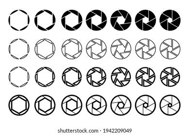 Camera Lens Aperture With Various Iris Position.