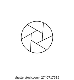Camera Lens Aperture Vector Icon - Minimalist Photography Shutter Line Art for Gallery App and Multimedia Symbol