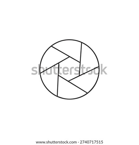 Camera Lens Aperture Vector Icon - Minimalist Photography Shutter Line Art for Gallery App and Multimedia Symbol