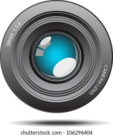 Camera lens blue glass with reflection illustration