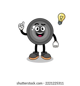 camera lens cartoon with get an idea pose , character design