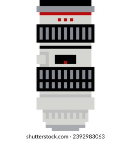 Camera lens cartoon icon in pixel style