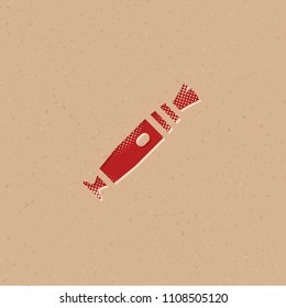 Camera lens cleaner icon in halftone style. Grunge background vector illustration.