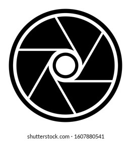 Camera lens design. Focus lens camera icon in trendy silhouette style design. Vector illustration.