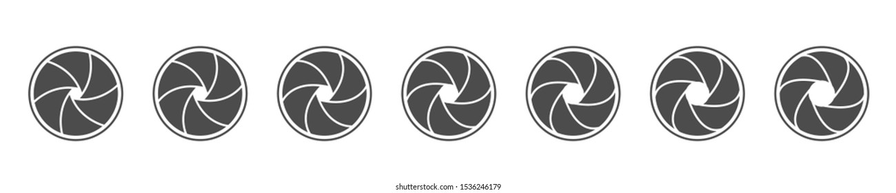 Camera lens diaphragm icon set. Camera shutter icons, Vector illustration