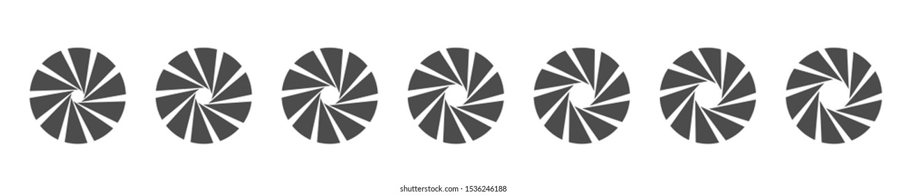 Camera lens diaphragm icon set. Camera shutter icons, shooting concept icons Vector illustration