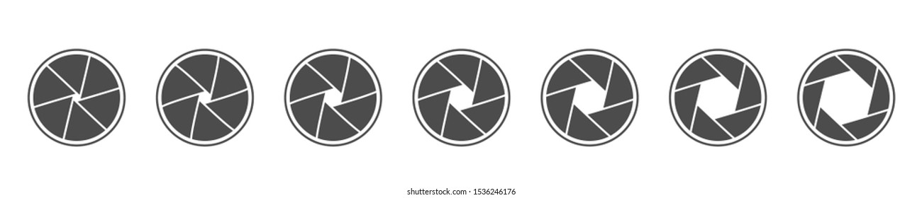 Camera Lens Diaphragm Icons. Camera Shutter Icons, Vector Illustration