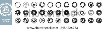 Camera lens diaphragm. Set photo camera lens diaphragm. Diaphragm icon, photography symbol vector illustration