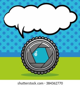 camera lens doodle, speech bubble