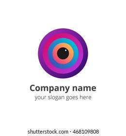 Camera lens eye with colorful circle gradient.