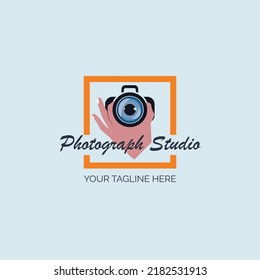 Camera lens eyes photograph studio logo design template for brand or company and other