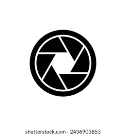 Camera lens flat vector silhouette icon isolated on white background. Element for movie, cinema, film concept. Icon for web design.