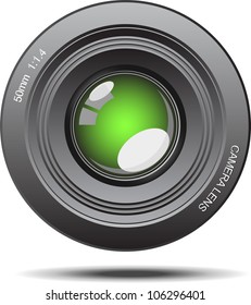 Camera lens green glass with reflection illustration