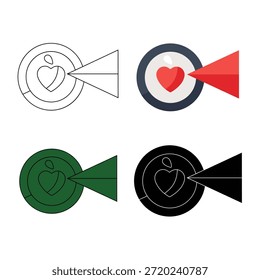 Diseño de logotipo de corazón de lente de cámara
