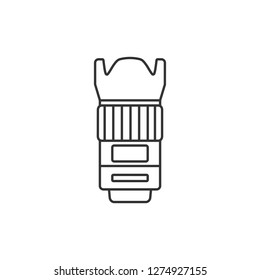 Camera lens with Lens hood,Flat design element.