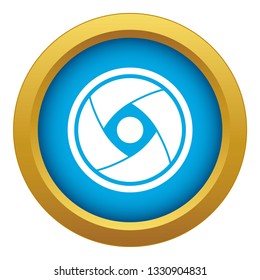 Camera lens icon blue vector isolated on white background for any design
