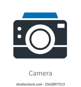 Camera and lens icon concept