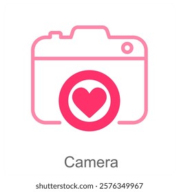 Camera and lens icon concept