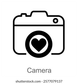 Camera and lens icon concept