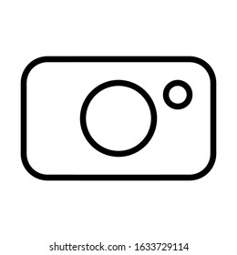 camera lens icon design flat vector with line art style, in Isolated white background for social media marketing