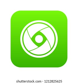 Camera lens icon digital green for any design isolated on white vector illustration
