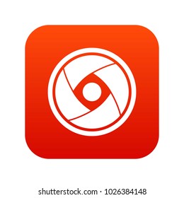 Camera lens icon digital red for any design isolated on white vector illustration