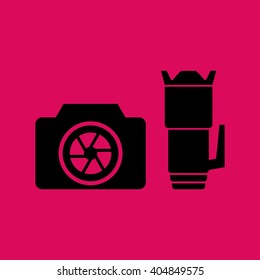 Camera & Lens Icon. Eps-10.
