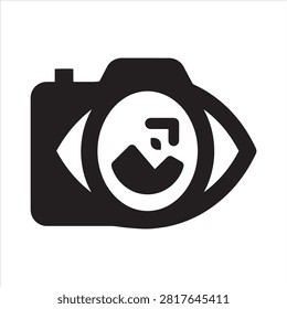Camera lens icon featuring a stylized human eye aperture design photography aperture observation