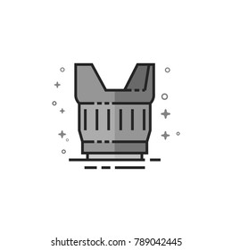 Camera lens icon in flat outlined grayscale style. Vector illustration.