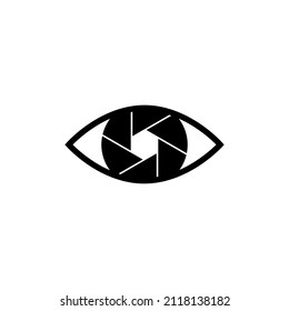 Camera lens icon inserted in human eye, trendy flat style for your web design, app, logo, UI. Vector illustration, EPS10.