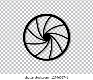 Camera lens icon isolated on grid background graphic vector