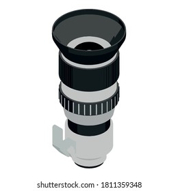 Camera lens icon. Isometric of camera lens vector icon for web design isolated on white background