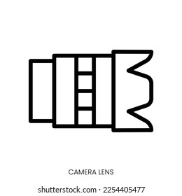 icono de lente de cámara. Diseño De Estilo De Arte De Línea Aislado En Fondo Blanco