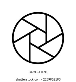 camera lens icon. Line Art Style Design Isolated On White Background