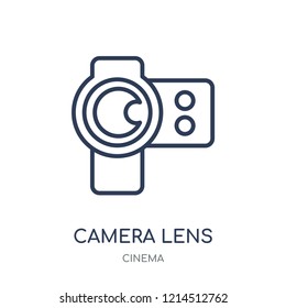 camera lens icon. camera lens linear symbol design from Cinema collection. Simple outline element vector illustration on white background.