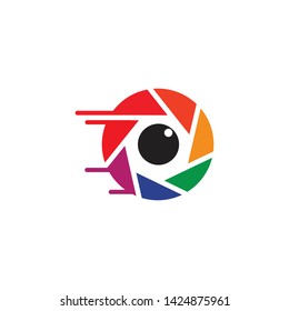 Camera lens icon logo design vector template