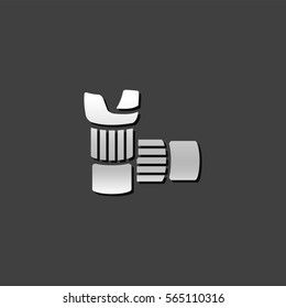 Camera lens icon in metallic grey color style. Electronic photography